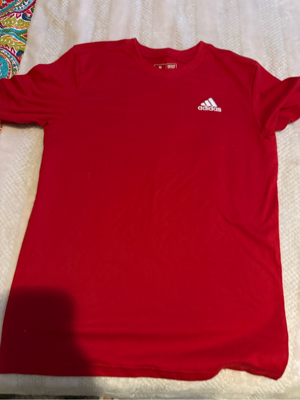 adidas Red Short-Sleeve Crew Neck Tee with Logo